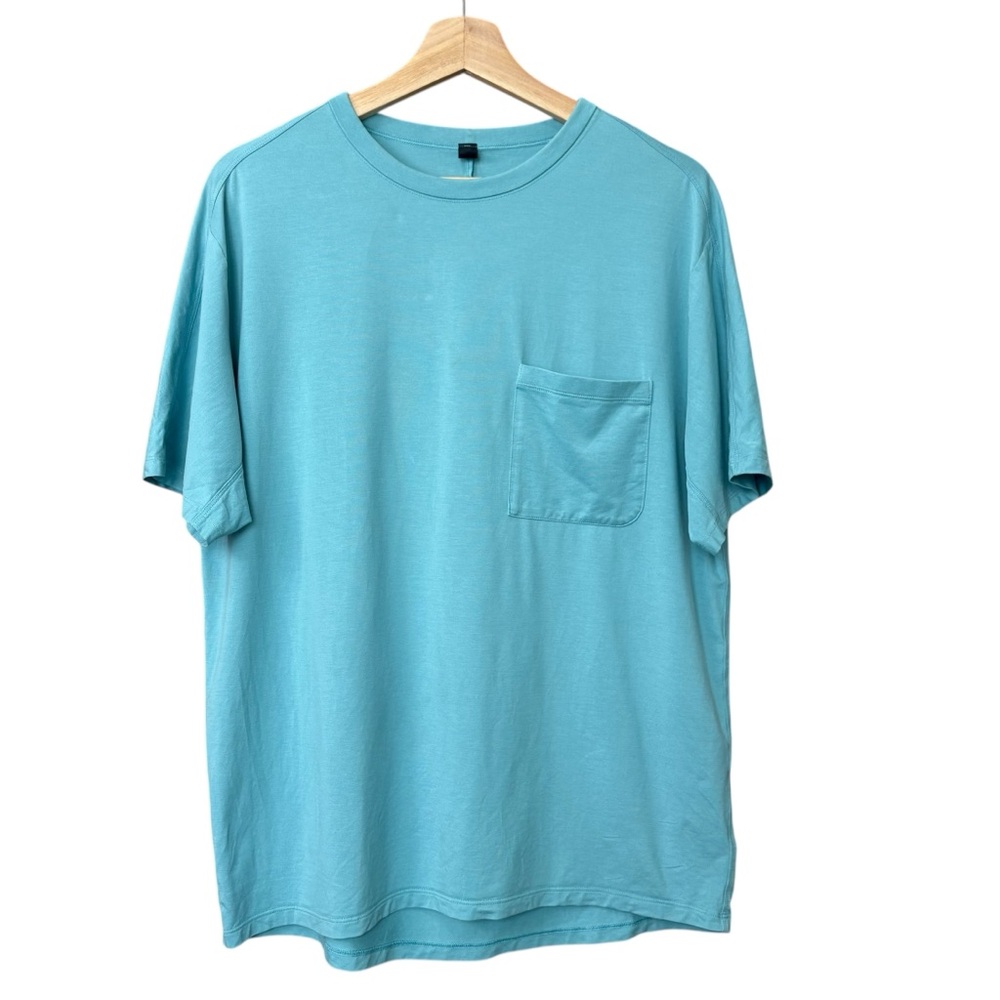 Lululemon Blue Green Crew Neck Single chest Pocket T Shirt Size‎ Medium